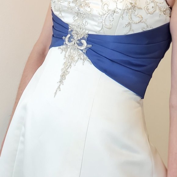 Alfred Angelo Sapphire Blue Empire Waist Wedding Dress size 10 - Picture 4 of 10